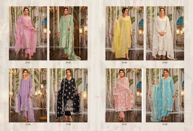 Itrh By Kimora Heer Pure Organza Embroidery Designer Salwar Suits Wholesale Price In Surat
